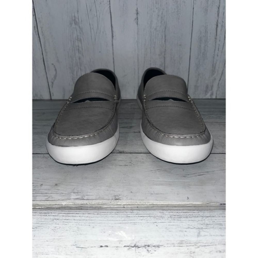 LL Bean Loafers Mens 9.5M Gray Leather Slip‎ On Casual Comfort Shoes